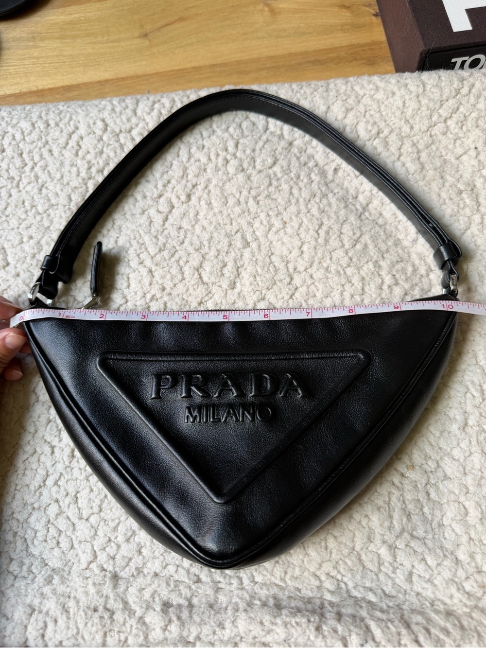 Prada Black Leather Enameled Metal Triangle Bag with Silver Hardware - Picture 11 of 16